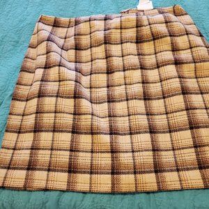 Beige Plaid wool blend skirt